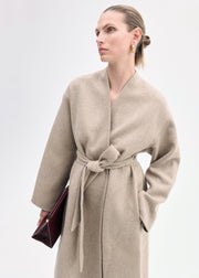 Wrap Coat in Double Faced Wool Cashmere  - Taupe - CO Collections